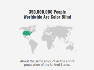 Global map showing color blindness prevalence across populations